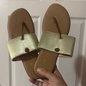 Tommy Bahama Gold and Tan Sandals